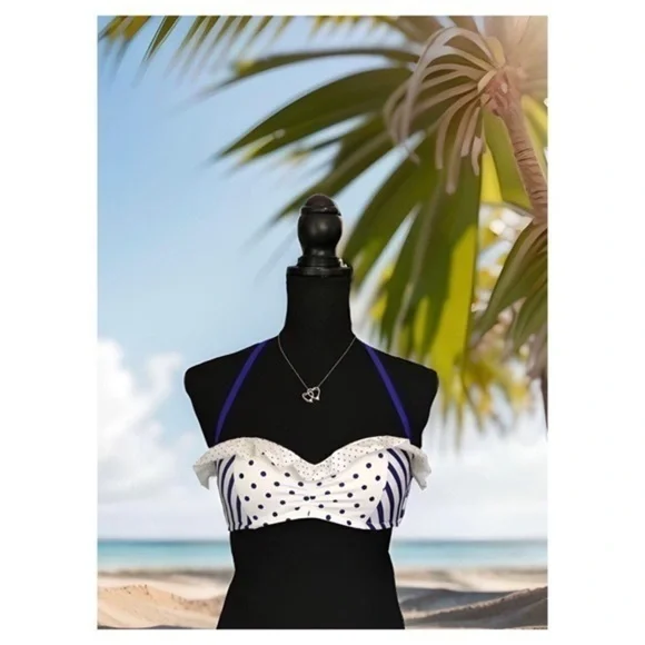 Victoria's Secret Women’s 34B Polka Dot Swimsuit Bikini Top NWOT - Picture 2 of 9